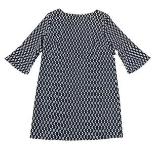 Dex Dress Size Large Navy White Geometric Mini Business Church Lined Lightweight